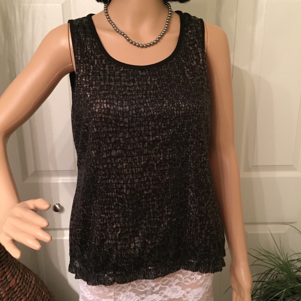 Covington sleeveless Black Sequined Top